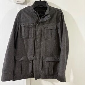Marc Anthony Wool Blend Gray Bomber Zip Jacket Men's Sz M Charcoal Pockets Lined